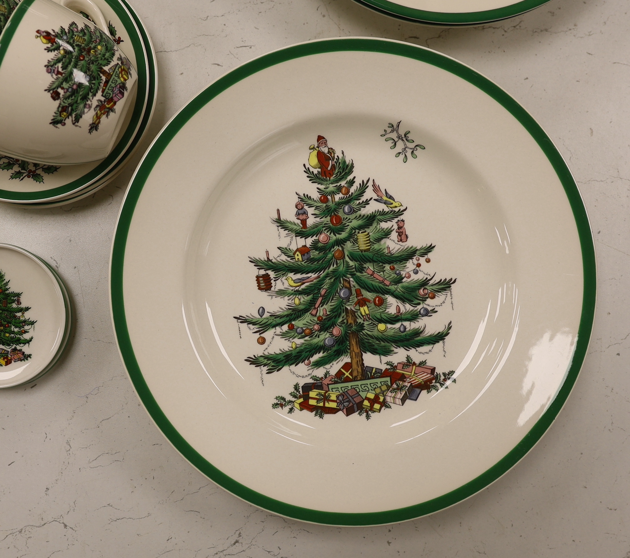 A Spode Christmas Tree pattern part breakfast set